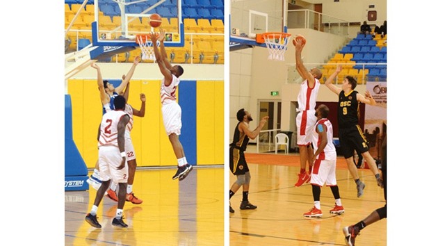 Action from the Emir Cup basketball match between Al Arabi and Al Khor yesterday. Right: Action from the match between Al Shamal and Qatar SC. PICTURES: Shemeer Rasheed