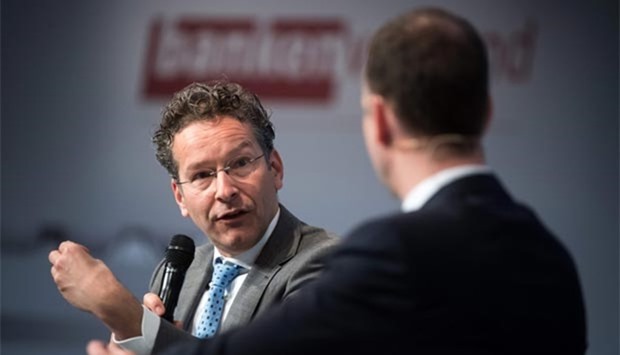 The Netherlands' finance minister and president of the Eurogroup, Jeroen Dijsselbloem, attends a panel discussion during a banking conference in Berlin on Thursday.
