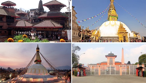 TOP LEFT: Patan Durbar Square lies in the Lalitpur sub-metropolis and is located around south-central region of Kathmandu Valley.  TOP RIGHT: The Swambhunath Temple lies in the west of Kathmandu.  BELOW LEFT: The Boudhanath Stupa is a Unesco Heritage site.  BELOW RIGHT: The Narayanhiti Palace Museum served as the residential office of Nepali monarchs until the republic system was introduced in May 2008.