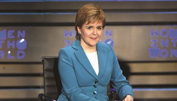 First Minister of Scotland Nicola Sturgeon speaks at the Eighth Annual Women in the World Summit at Lincoln Centre for the Performing Arts in New York City.