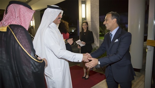 Ambassador Sharma welcoming HE the Minister of Municipality & Environment Mohamed bin Abdullah al-Rumaihi.