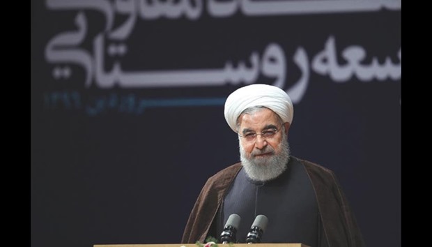 Iranian President Hassan Rouhani addresses a conference in Tehran.