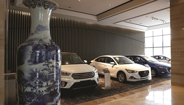 Hyundai vehicles are seen in Shanghai. South Koreau2019s largest automaker will sell three new models including the SUV and upgrade some existing ones this year,