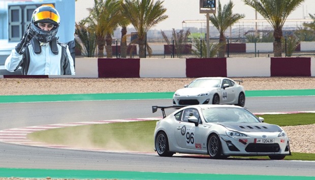 Abdulla al-Khelaifi (also inset) in action during Round 3 of the Qatar Touring Cars Championship at the Losail International Circuit.