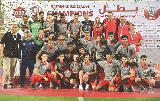 Duhail were crowned Qatargas under-23 football champions yesterday. In the last league match played yesterday at the Abdullah Bin Khalifa Stadium, Duhail lost to Al Sadd 0-1. But they had done enough to seal the title. An 83rd minute goal by Hassan Ahmed was the winner for Al Sadd. Duhail won 17 matches, lost three and drew two en route to the title. PICTURES: Noushad Thekkayil