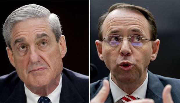 Special Counsel Robert Mueller (L), and Attorney General Rod Rosenstein