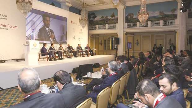 A panel session at the Qatar-US Economic Forum in Washington, DC, on Tuesday.