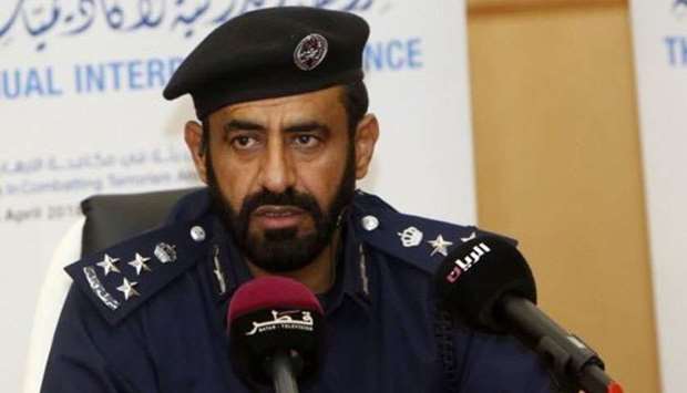 Director-General of the Police College Brigadier Mohamed Abdullah al-Muhana al-Marri giving details of the conference