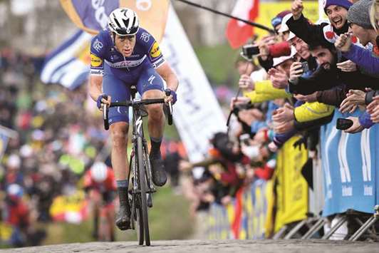 Dutch rider Niki Terpstra of team Quick-Step Floors en route to his victory in the Tour des Flandres, a 264,7km one day cycling race from Antwerp to Oudenaarde in Belgium. (AFP)