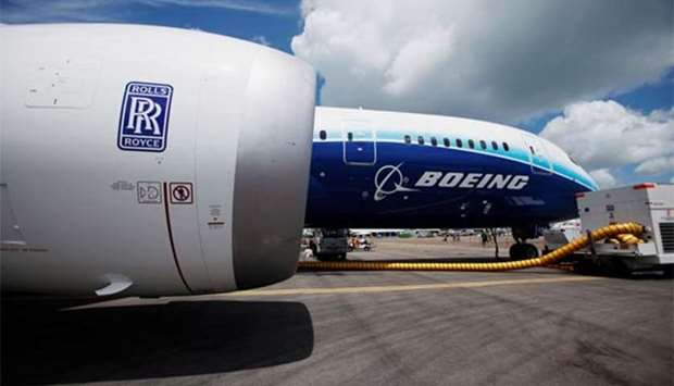 A view of one of two Rolls Royce Trent 1000 engines on a Boeing 787 Dreamliner. File picture
