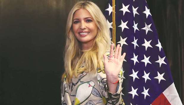 White House senior adviser Ivanka Trump waves as she leaves after a news conference at the Americas Business Summit in Lima, Peru, yesterday.