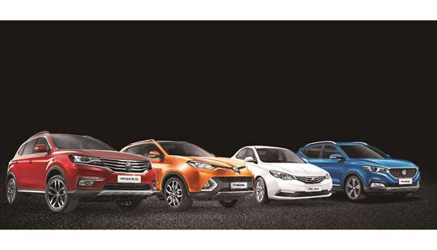 A line-up of MG vehicles.