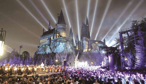 SPECIAL: u201cThe Nighttime Lights at Hogwarts Castleu201d show uses projection mapping, special effects and light to bring the four houses of Hogwarts to life on most nights.