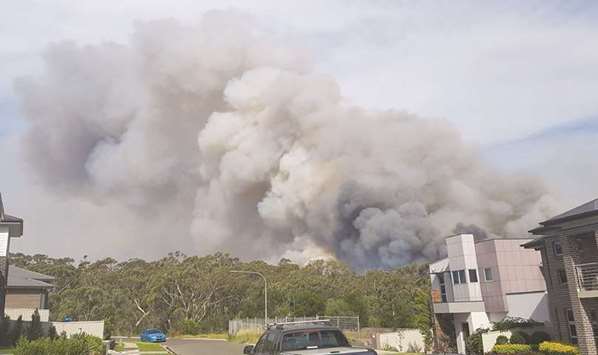 A bushfire burning at Voyager Point, south of Sydney.