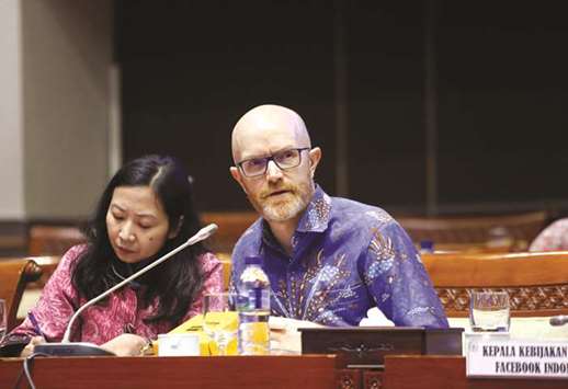 Facebooku2019s Asia Pacific vice-president for public policy Simon Milner, speaks at a public hearing and meeting at the Indonesian parliament on issues ranging from data protection to the oversight of content by the social media giant in Jakarta, Indonesia.