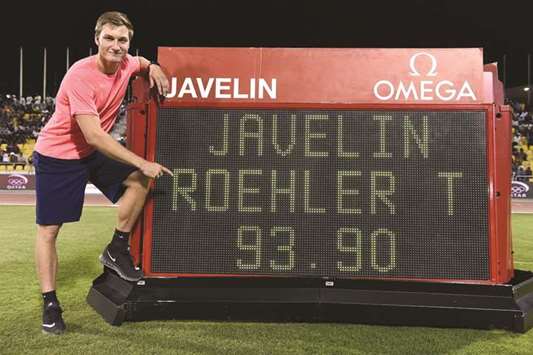 Germanyu2019s Thomas Rohler threw an incredible 93.90m in the menu2019s javelin event at last yearu2019s Doha Diamond League.