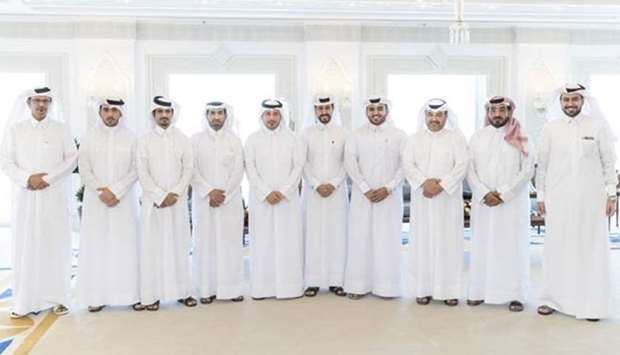 HE the Prime Minister and Minister of Interior Sheikh Abdullah bin Nasser bin Khalifa al-Thani with the Qatari innovators.