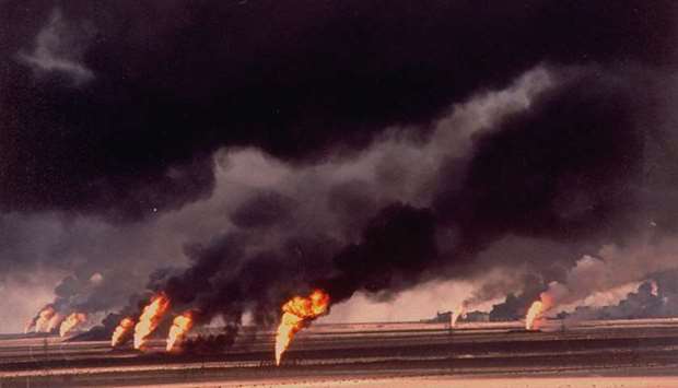 A burning oil field in Kuwait during the Gulf war. File picture
