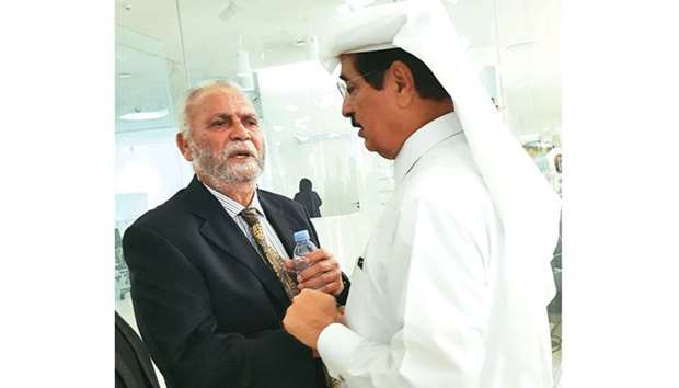 HE Dr Hamad bin Abdulaziz al-Kuwari and Dr Cherif Abderrahman Jah at the opening of the exhibition.