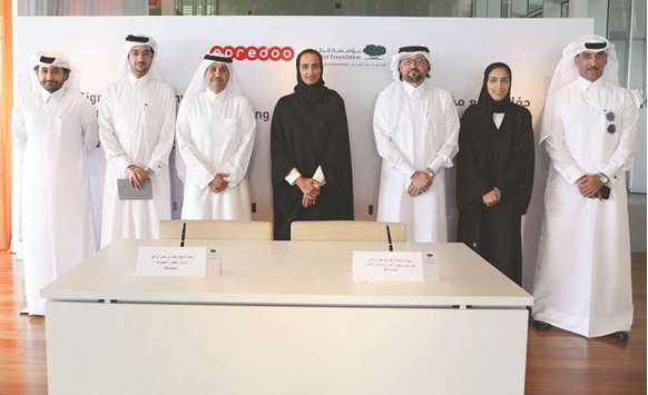 HE Sheikha Hind bint Hamad al-Thani and Sheikh Saud bin Nasser al-Thani along with QF and Ooredoo officials at the event.