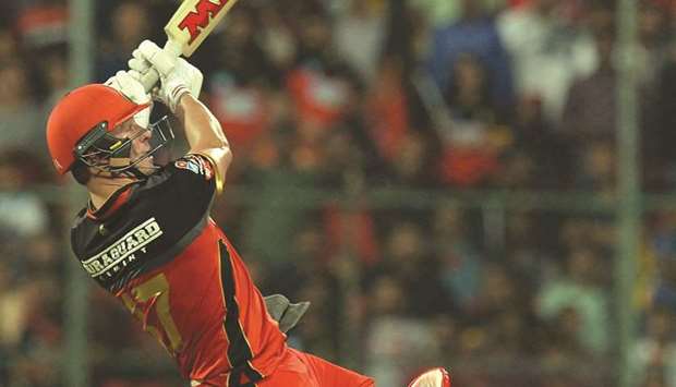 Royal Challengers batsman A B De Villiers in action during the IPL match against Delhi Daredevils in Bangalore yesterday. (AFP)