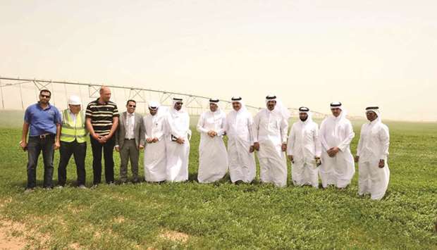 HE the Minister of Municipality and Environment, Mohamed bin Abdullah al-Rumaihi, at the inauguration of the Umm Ghuwailina Green Fodder project. Photo courtesy: Ministery of Municipality and Environment