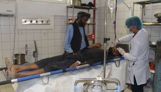 An Afghan resident is treated at a hospital following an airstrike in Kunduz