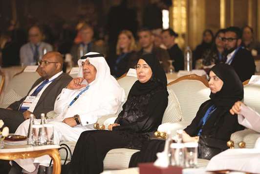 HE the Minister of Public Health Dr Hanan Mohamed al-Kuwari and other dignitaries at the event.