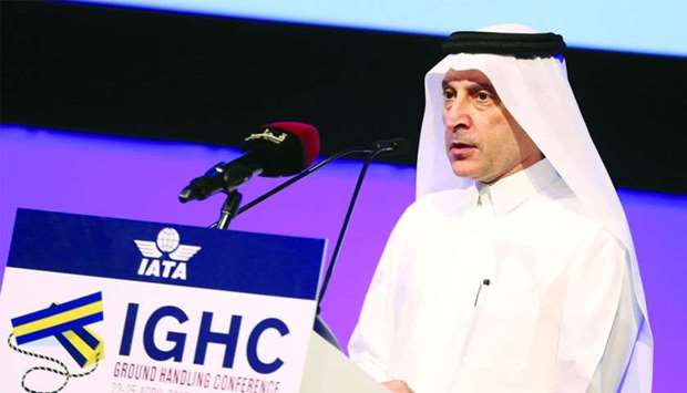 Qatar Airways Group chief executive Akbar al-Baker speaking at the 31st annual IATA Ground Handling Conference (IGHC), which runs until Wednesday at the Sheraton Doha Resort & Convention Hotel. PICTURES: Jayan Orma