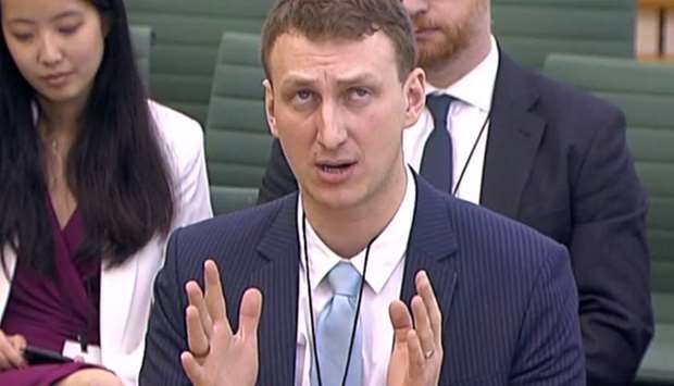 A video grab from footage broadcast by the UK Parliament's Parliamentary Recording Unit (PRU) shows Russian-American academic Aleksandr Kogan, as he gives evidence to Parliament's Digital, Culture, Media and Sport Committee in London.