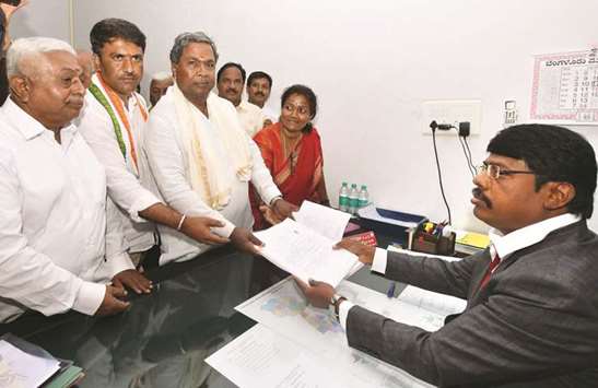 Karnataka Chief Minister and Congress leader Siddaramaiah files nomination papers for assembly election in Mysuru yesterday.