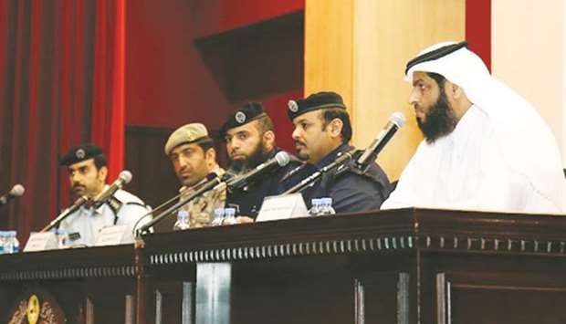 Traffic Awareness Department officials address the seminar yesterday.