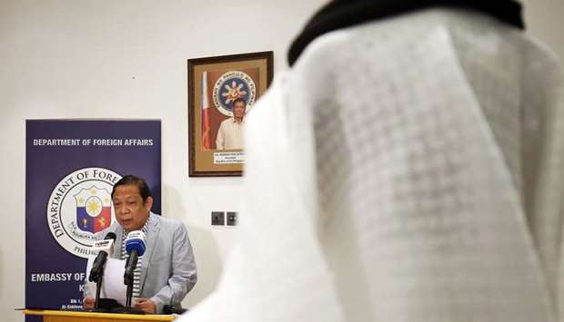Filippino Ambassador in Kuwait Renato PO Villa speaks during a press conference at the Philippines embassy in Kuwait City last Saturday. AFP 