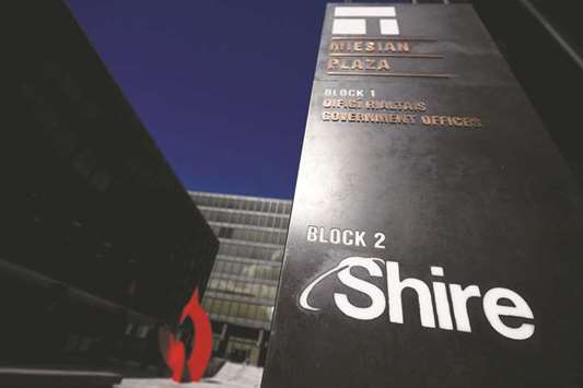 Shire branding is seen outside their offices in Dublin, Ireland. Takedau2019s $64bn bid for London-listed Shire bolsters its credentials as Japanu2019s most outward facing drugs firm.