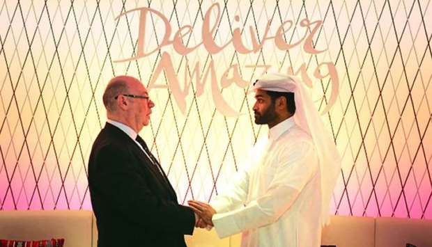 The UK's Minister of State for the Middle East, Alistair Burt MP, is received by SC Secretary General Hassan al-Thawadi.