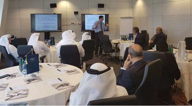 HEC Paris Professor Roger Hallowell leads the session on u2018Managing in Challenging Times,u2019 hosted by Al Khaliji and HEC Paris in Qatar.