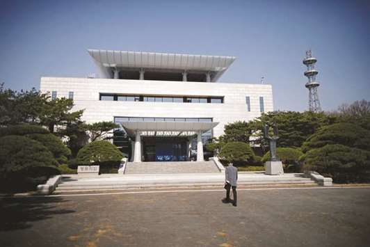The Peace House, the venue for the inter-Korean summit, is pictured at the truce village of Panmunjom inside the demilitarised zone (DMZ) separating the two Koreas, South Korea.