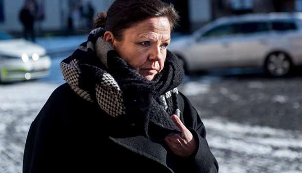 Defence attorney Betina Hald Engmark arrives at the Copenhagen City Court, on the seventh day of the trial of Danish inventor Peter Madsen, charged with murdering and dismembering Swedish journalist Kim Wall aboard his homemade submarine, in Copenhagen on March 28.