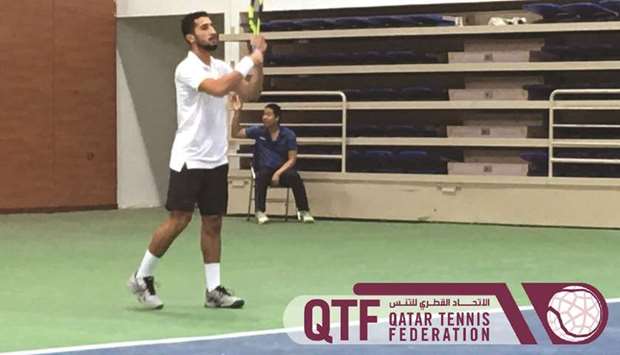 Qatar player celebrates a point during the tie against Jordan. (Twitter/QatarTennis)