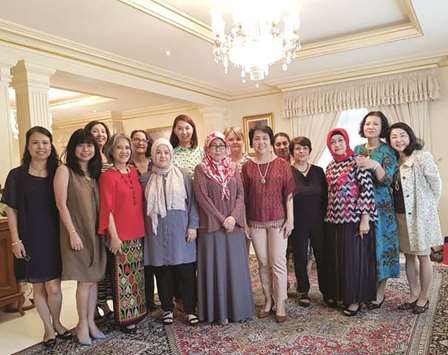 AREWELL: Shahrul Nordin, bespectacled wife of the Brunei ambassador, centre (first row).