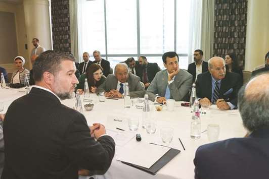 HE Sheikh Faisal and other Qatari delegates at the Miami roundtable.