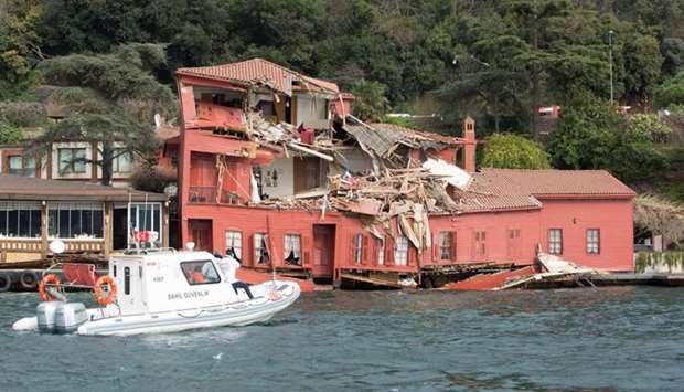 A historic mansion on the shores of Istanbul's Bosphorus after a tanker accident