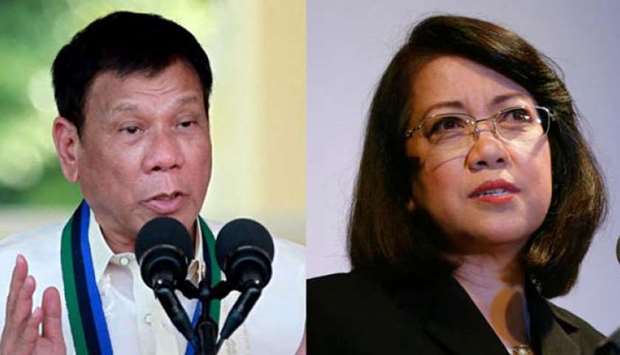 President Rodrigo Duterte (left) and Supreme Court Chief Justice Maria Lourdes Sereno