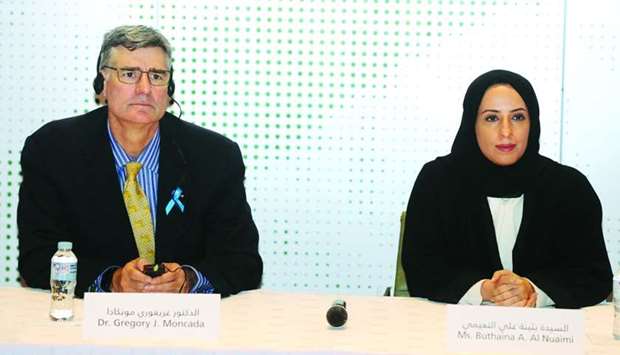 Dr Gregory J Moncada and Buthaina al- Nuaimi announcing the Qatar Academy for Science and Technology. PICTURE: Shemeer Rasheed