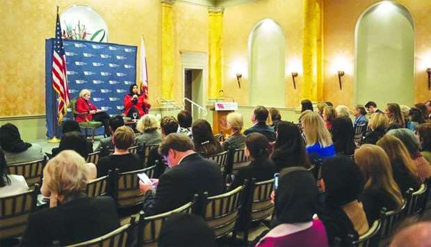 HE the Spokesperson of the Ministry of Foreign Affairs Lolwah Alkhater participating in a meeting of the Women's Group for Foreign Policy in the United States.