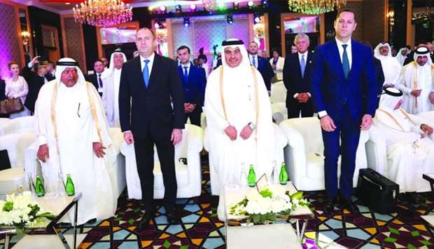 HE al-Kuwari, Radev and prominent Qatari entrepreneur HE Sheikh Faisal bin Qassim al-Thani among other dignitaries at Qatari-Bulgarian Business Forum held in Doha on Thursday.