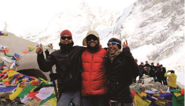 BASE CAMP: Nassar at the Everest Base Camp with friends.