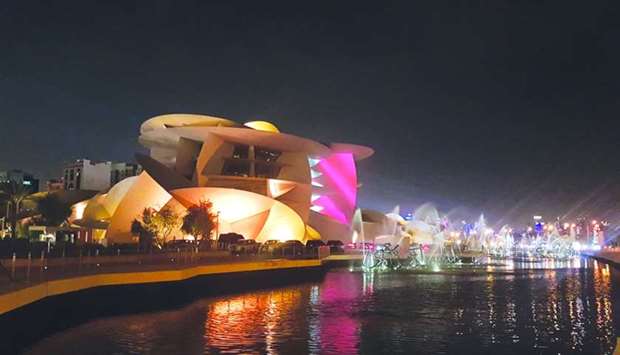A night view of the National Museum of Qatar. PICTURE: Joey Aguilar.