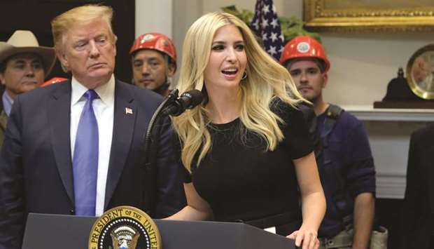 Ivanka Trump, assistant to US President Donald Trump, speaks during an event on developing 5G Infrastructure with President Donald Trump at the White House in Washington, DC on Friday. u201cThe race to 5G is a race that America must win. We cannot allow any other country to out-compete the US in this powerful industry of the future,u201d Trump said.