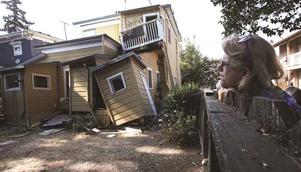 GRIM REMINDER: A red-tagged home near downtown Napa, California, on August 25, 2014, after a 6.0-magnitude earthquake rocked the area.